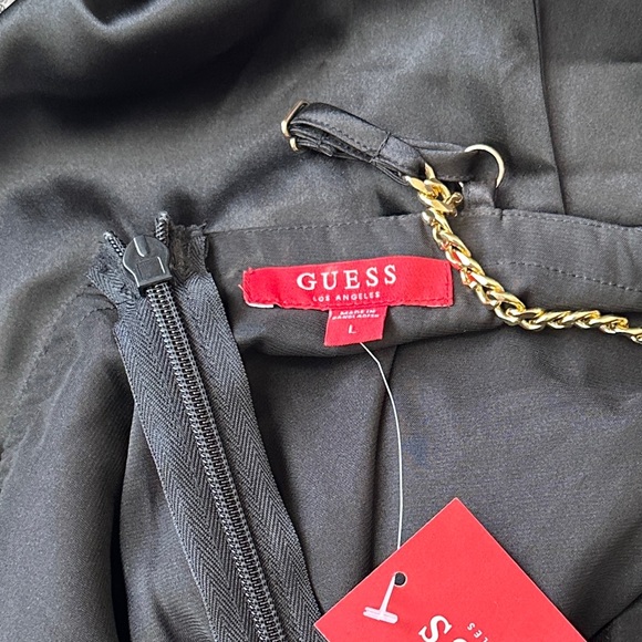 Guess Black Gold Satin Bustier Jumpsuit NWT Size L - Picture 8 of 10